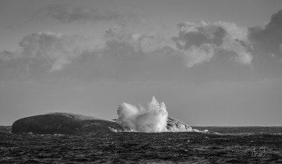 East Antarctica | Jade Berg Making Waves - Black and White